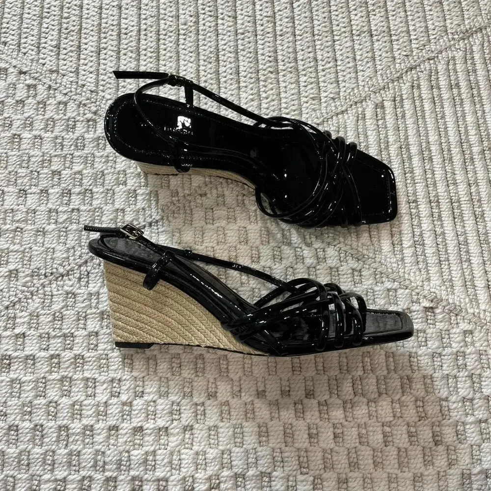 Tory Burch Multi Strap 75MM Wedge Sandals in Black